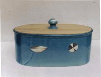 Brottopf 'Blaue Lebenszeichen'<br>
Deckel: Eiche<br>
Preis: 255,-€ incl. Versand