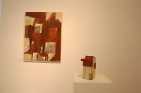 <br>-Die fünfte Konstruktion-<br>
Maße:9,5x11x22,5 cm<br>
Engobemalerei, teilglasiert